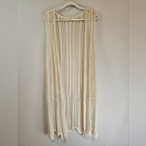 POL Crochet Duster Vest Brand New Without Tags Size Small/Medium Boho Cream